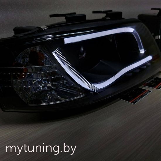 Передние фары led tube lights black для Audi A6 C5