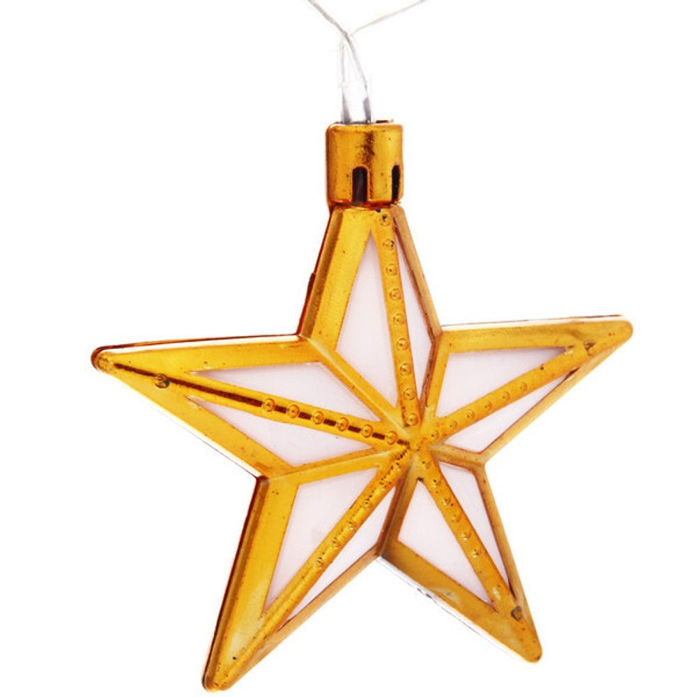 Гирлянда для дома 4м 28 ламп LED с насадками ЗОЛОТАЯ ЗВЕЗДА, прозрач.пров., авторежим.,IP-20 RG/RB (возможность соединения)