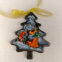 Сувенир Елочка "На катке" с росписью Палех в коробке