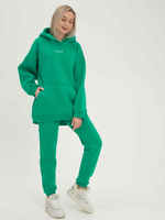 Брюки джоггеры женские зеленые с начесом