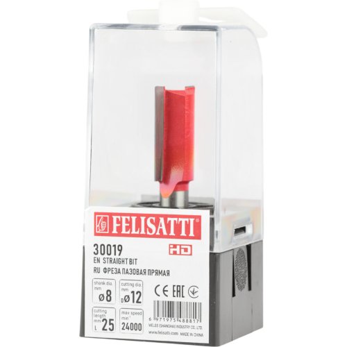 Фреза пазовая прямая FELISATTI 12х25мм хвостовик 8мм   30019