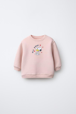 ZARA ТОЛСТОВКА С ВЫШИВКОЙ SNOOPY PEANUTS™, РОЗОВЫЙ