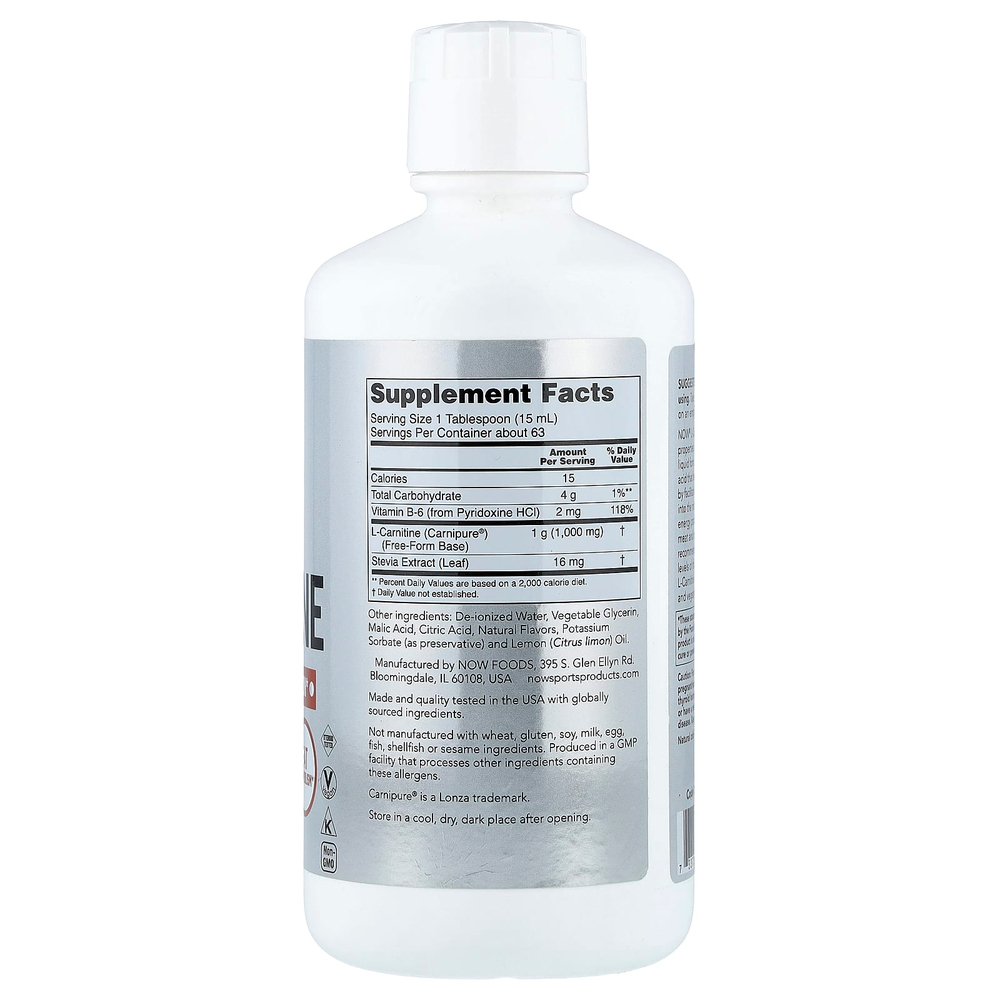 NOW Foods, Sports, жидкий L-карнитин, вкус цитрусовых, 1000 мг, 946 мл (32 жидк. унции)