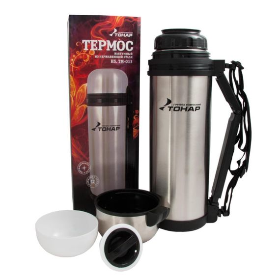 Термос TONAR 1800ML HS.TM-013  (дополн.пласт.чашка, скл.ручка, ремень)