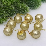 Новогодние шары 3 см (набор 9 шт) «Блестящее напыление», золото