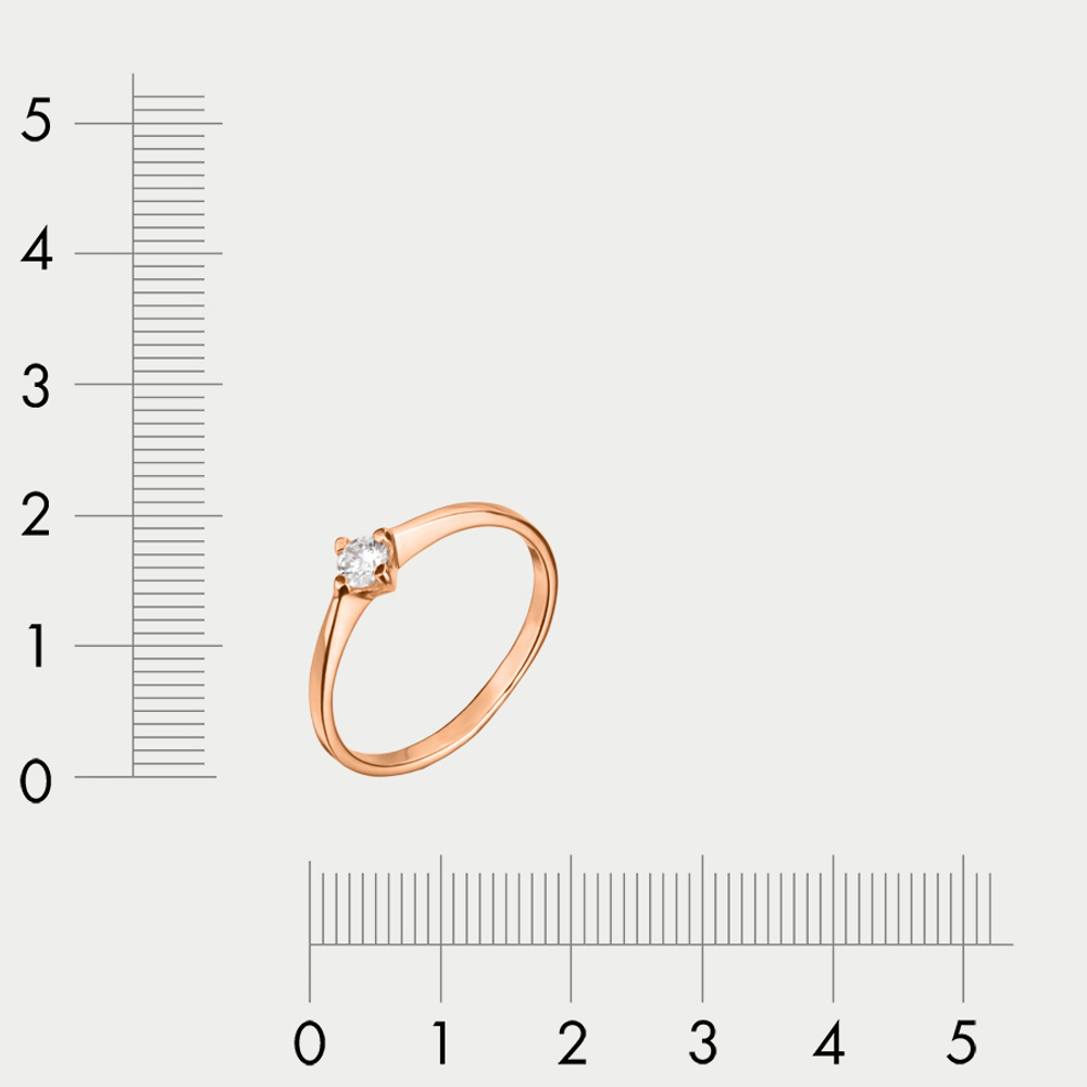 Кольцо помолвочное женское из красного золота 585 пробы с фианитами (арт. К-301)