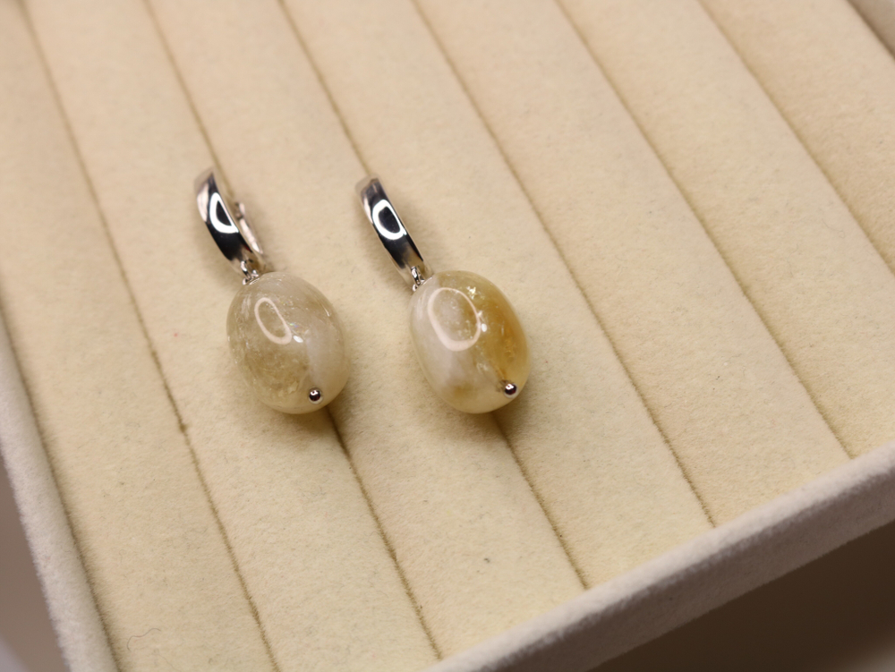 Серьги с натуральным цитрином "Цитриновая искра"