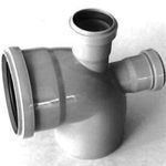 Колено 110х90 с выходом 50мм ВВЕРХ+ТЫЛ СЕРЫЙ