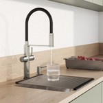 Смеситель для кухни 30к IDDIS IKNBNFFi05 "Ikon" с вых для пит. фильтра выс.гибкий излив САТИН