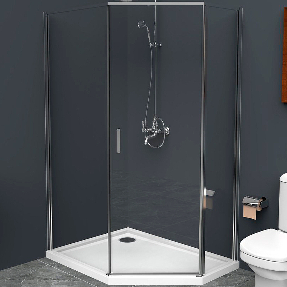 Душевой уголок BelBagno Uno 100х80 UNO-195-PH-1-100/80-C-Cr профиль Хром стекло прозрачное