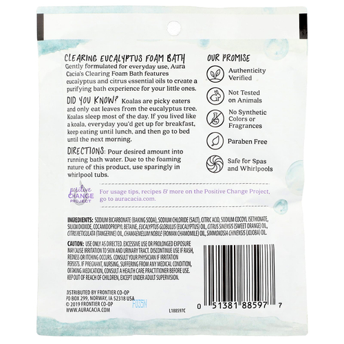 Aura Cacia, очищающая пена для ванны, эвкалипт, 70,9 г (2,5 унции)