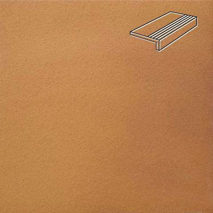 Stroeher - Keraplatte Terra 307 weizengelb 240x115x52x10 артикул 4824 - Клинкерная ступень с насечками - прямой угол