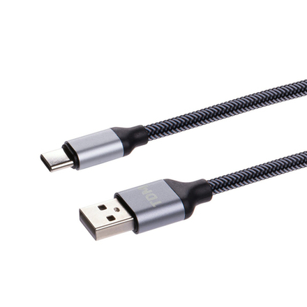 Кабель в тканевой оплетке Tdm Electric ДК 11, USB - Type-C, 1 м, серый