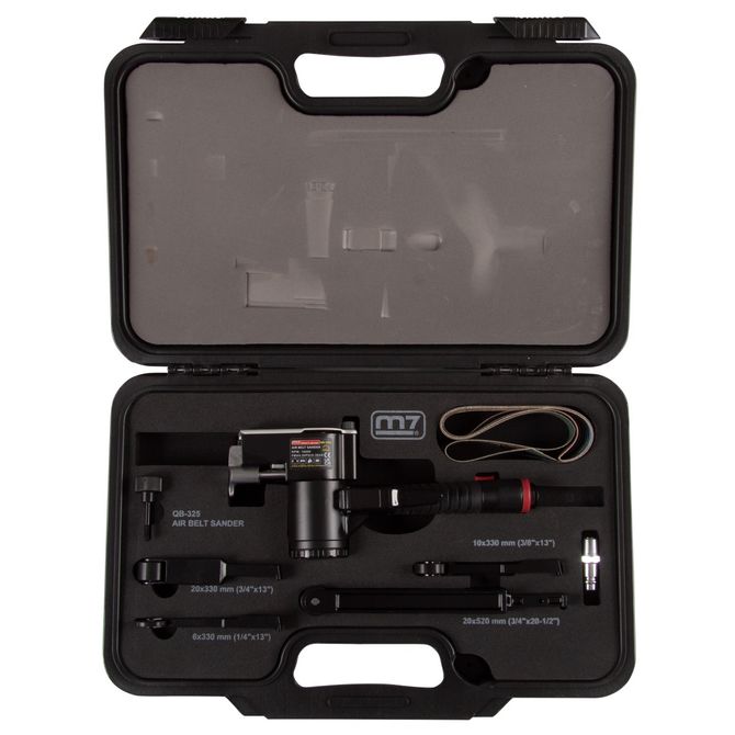 MIGHTY SEVEN (QB-325N) Пневматическая ленточная шлифовальная машина, 16 000 об/мин, 4 насадки, кейс