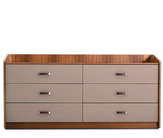 Комод 4219, 180х89 см, шпон эвкалипта, серая экокожа