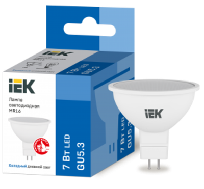 Лампа светодиодная MR16 софит 7Вт 230В 6500К GU5.3 IEK