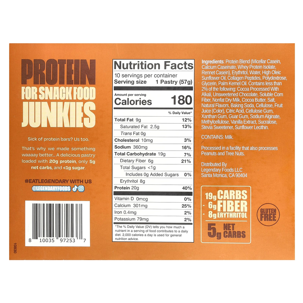 Legendary Foods, протеиновое пирожное, смоурс, 10 шт. по 57 г (2 унции)