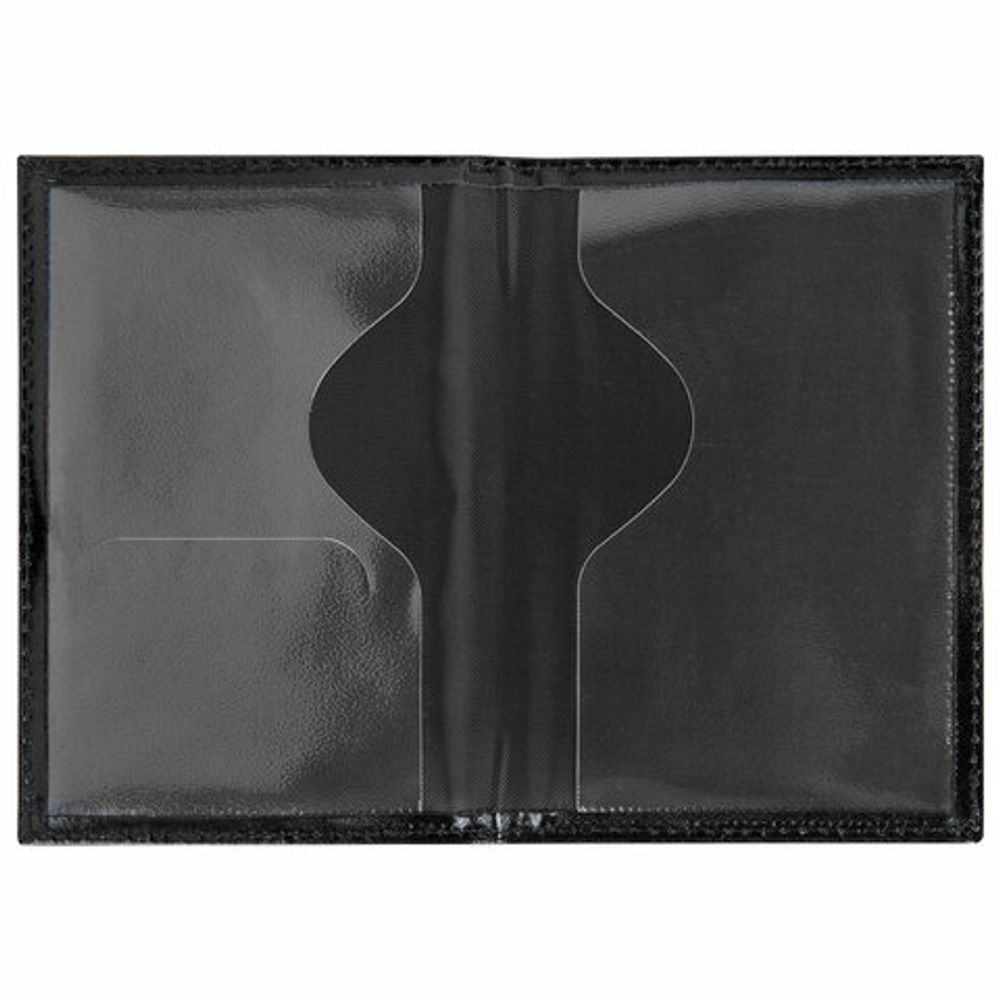 Обложка для паспорта натуральная кожа шик, 3D герб + тиснение "ПАСПОРТ", черная, BRAUBERG, 238201