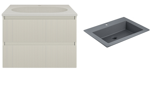 Тумба с раковиной Vincea Welle 60 VMC-2WL600MBG/VCB-13600G бежевая матовая/раковина серая