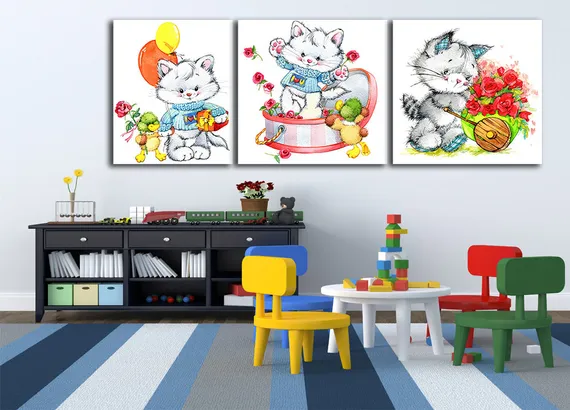 Модульная картина "Иллюстрация кошки"
