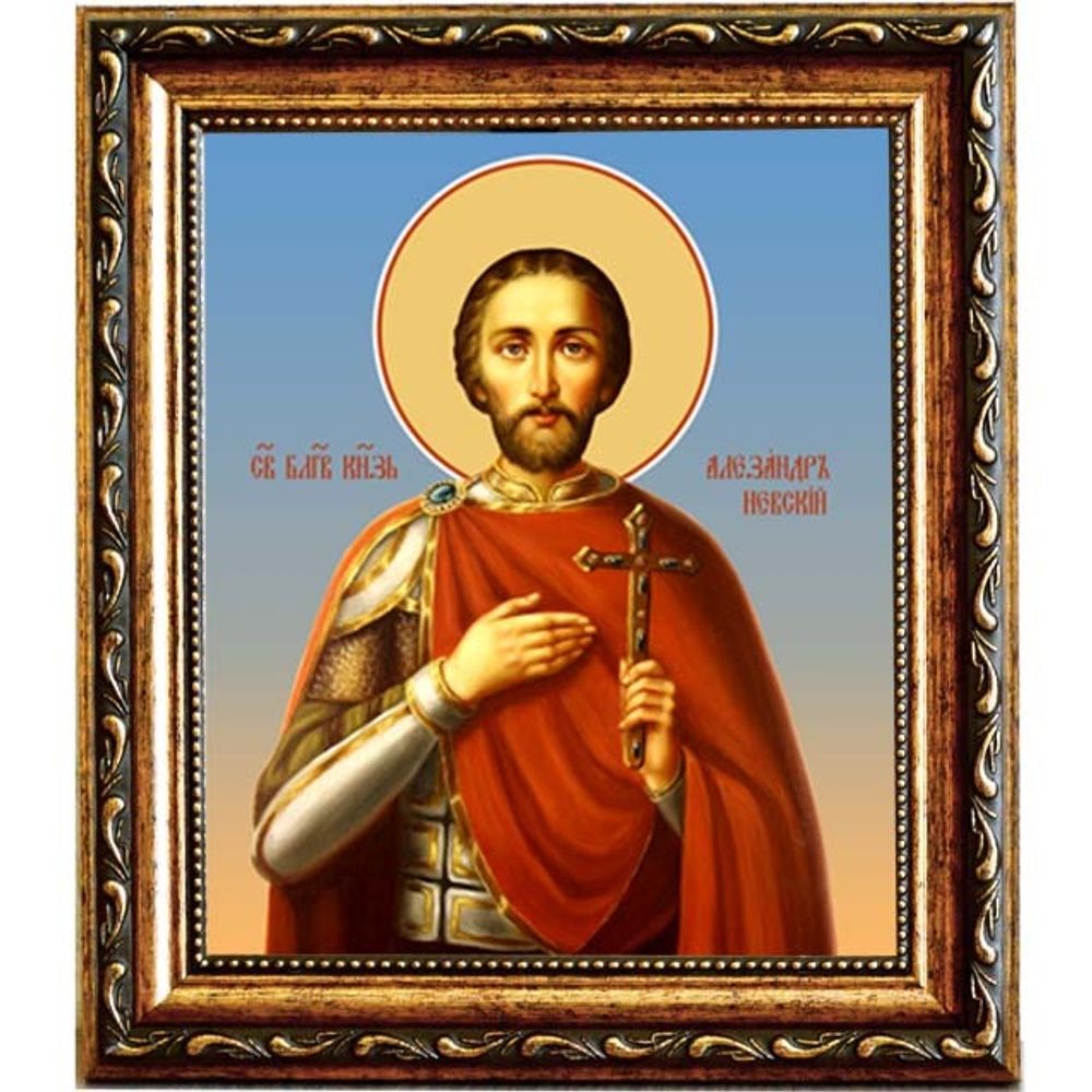 Александр Невский. Святой благоверный князь. Икона на холсте.
