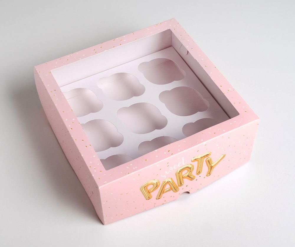Коробка на 9 капкейков Sweet Party, 25*25*10см