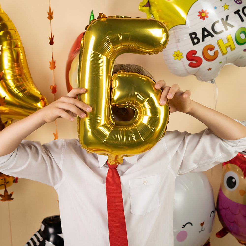 Шар с клапаном (16''/41 см) Мини-буква, Б, Золото, 1 шт. в уп.