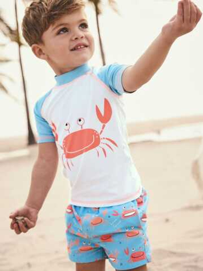 Костюм плавательный раздельный для мальчика Next E22-306, Голубой, Оранжевый