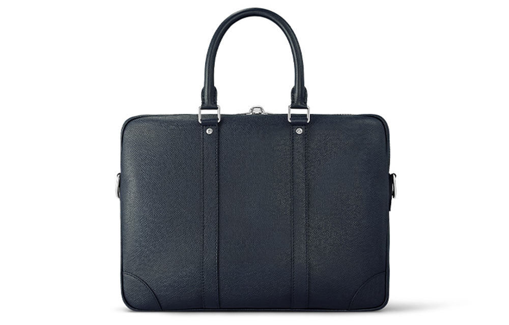 LOUIS VUITTON Cow Leather Laptop Bag, Shoulder Bag, Crossbody Bag, Handbag, Briefcase Small Men"s Dark Blue