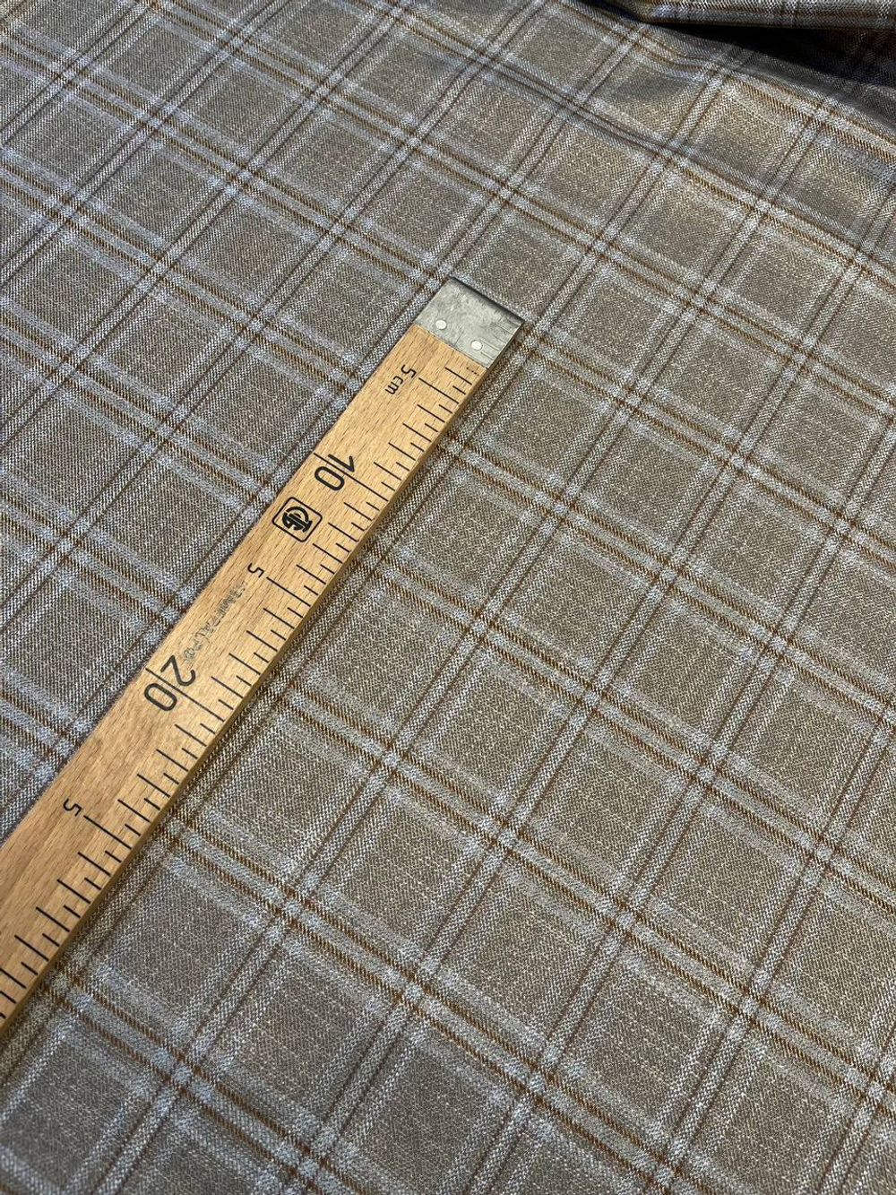 Ткань костюмно-плательная бамбуковая коричневая в клетку