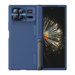 Чехол синего цвета на Xiaomi Mix Fold 3 от Nillkin, серия Super Frosted Shield Fold-Bracket Version, версия с подставкой