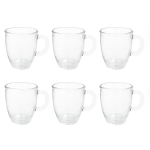 Набор стеклянных чашек 200 мл с ручкой Shamim набор из 6 штук