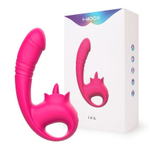 Розовый изогнутый вибратор с фрикциями - 19,7 см. (Цвет: розовый)