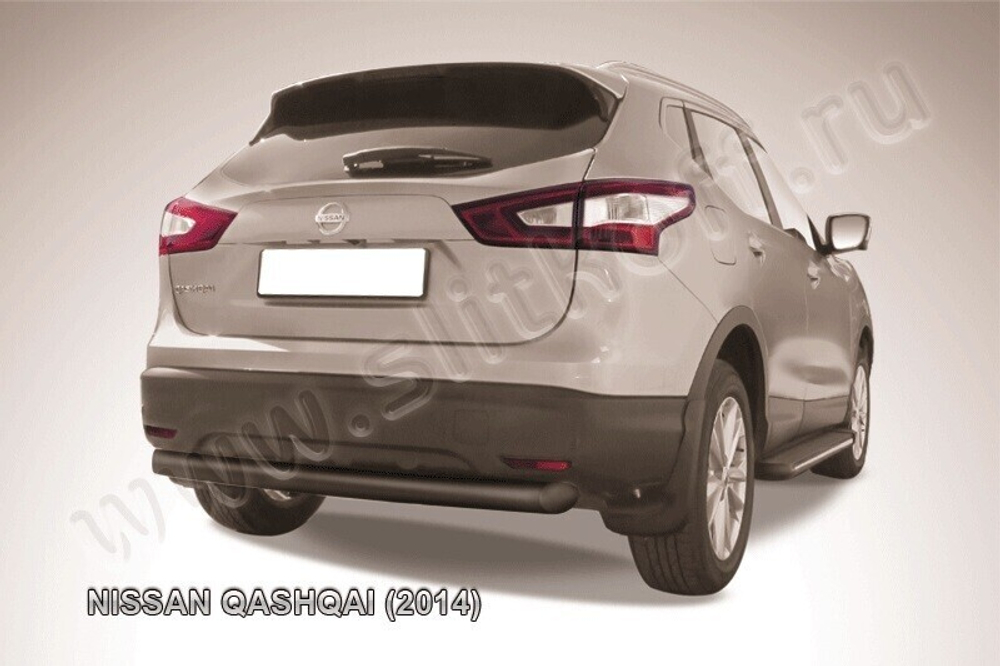 Защита заднего бампера Nissan Qashqai (2013-2019) d76 серебристая