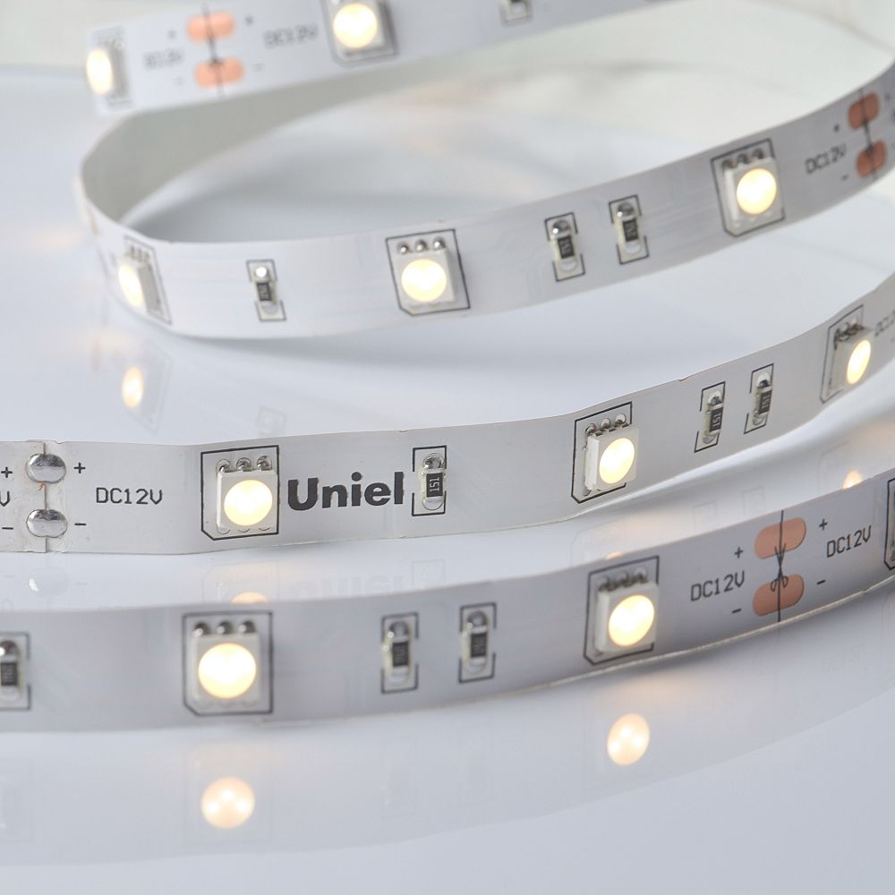 ULS-M22-5050-30LED-m-10mm-IP20-DC12V-7.2W-m-5M-3000K PROFI Гибкая светодиодная лента на самоклеящейся основе. Катушка 5м. в герметичной упаковке. Теплый белый свет3000К. ТМ Uniel.