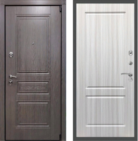 Входная металлическая дверь RеX (РЕКС) Премиум S лиственница серая / ФЛ 117 Сандал белый