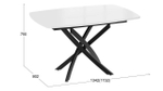 Стол кухонный обеденный раздвижной Черный муар/Стекло матовое черный мрамор 134(173)х90х75 см