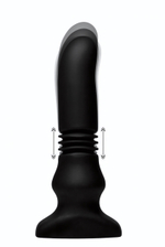 Черный фрикционный вибратор Silicone Vibrating & Thrusting Plug with Remote Control - 17,1 см. (Цвет: черный)