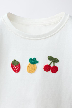 ZARA ПИЖАМА С ВЯЗАНЫМИ ФРУКТАМИ, ЭКРЮ