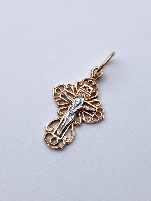 Крест из серебра/Позолота/С подвижным ухом