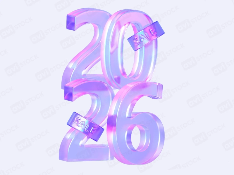 Holographic 3D Numbers 2026 — For Sales, Discounts, and New Year Promotions