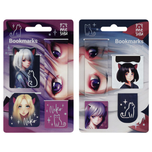 Закладки магнитные для книг, 4шт., MESHU "Neko"
