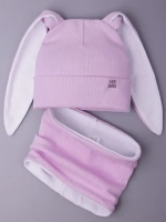 Шапка для девочек осенняя, с ушками розовая