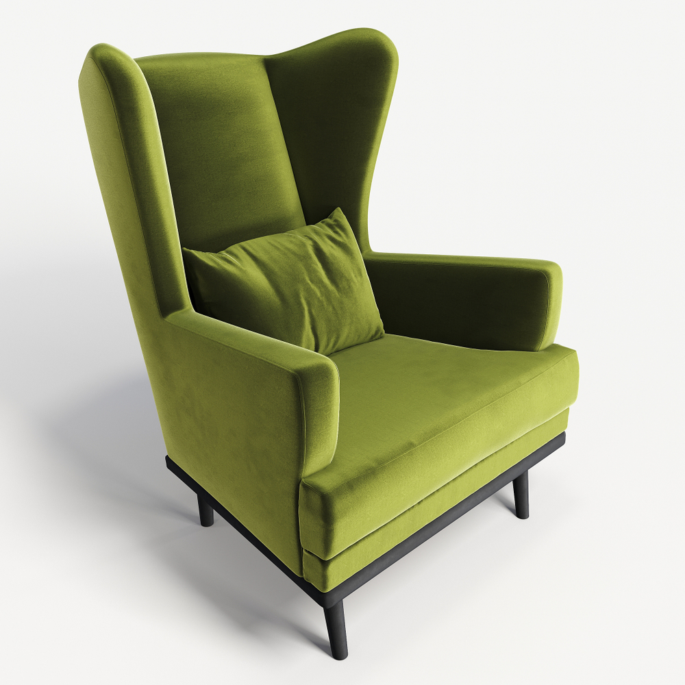 Мягкое кресло с ушами Фантазёр Z-8 (Зеленый 29) на высоких ножках, для отдыха и чтения книг. В гостиную, балкон, спальню и переговорную комнату.
