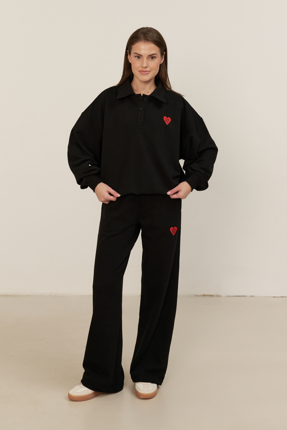 Брюки трансформеры с сердечком, черные