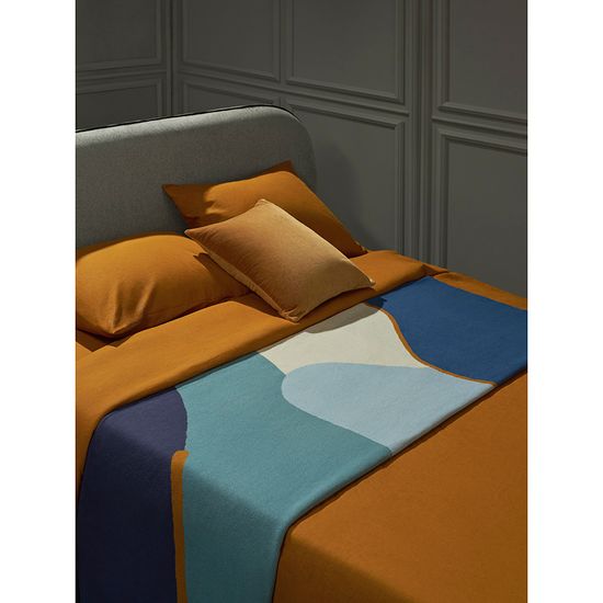 Плед из хлопка с авторским принтом синего цвета из коллекции freak fruit, 130х180 см