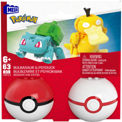 MEGA Pokemon - Покебол Бульбасаур и Псайдук 2шт Строительные кирпичики 63 элемента. HXP14 / артикул   HXP11 HXP14  / GTIN 194735235742