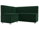 Диван кухонный угловой Мирта левый угол, Зеленый, Велюр, 107589L