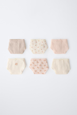ZARA НАБОР ИЗ ШЕСТИ ТРУСОВ С ЦВЕТОЧНЫМ ПРИНТОМ, ПУДРОВО-РОЗОВЫЙ