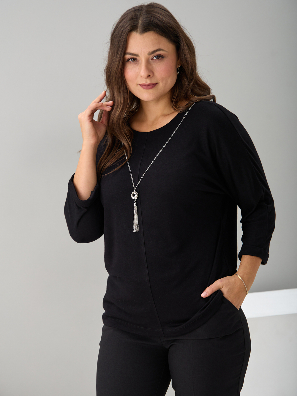 Блузка БЛв-381/черный-цепочка